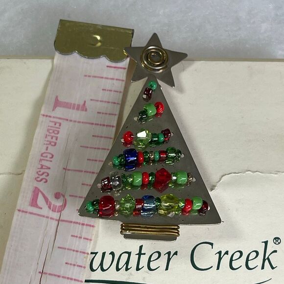 Coldwater Creek beaded brooch silver tone - Picture 5 of 6